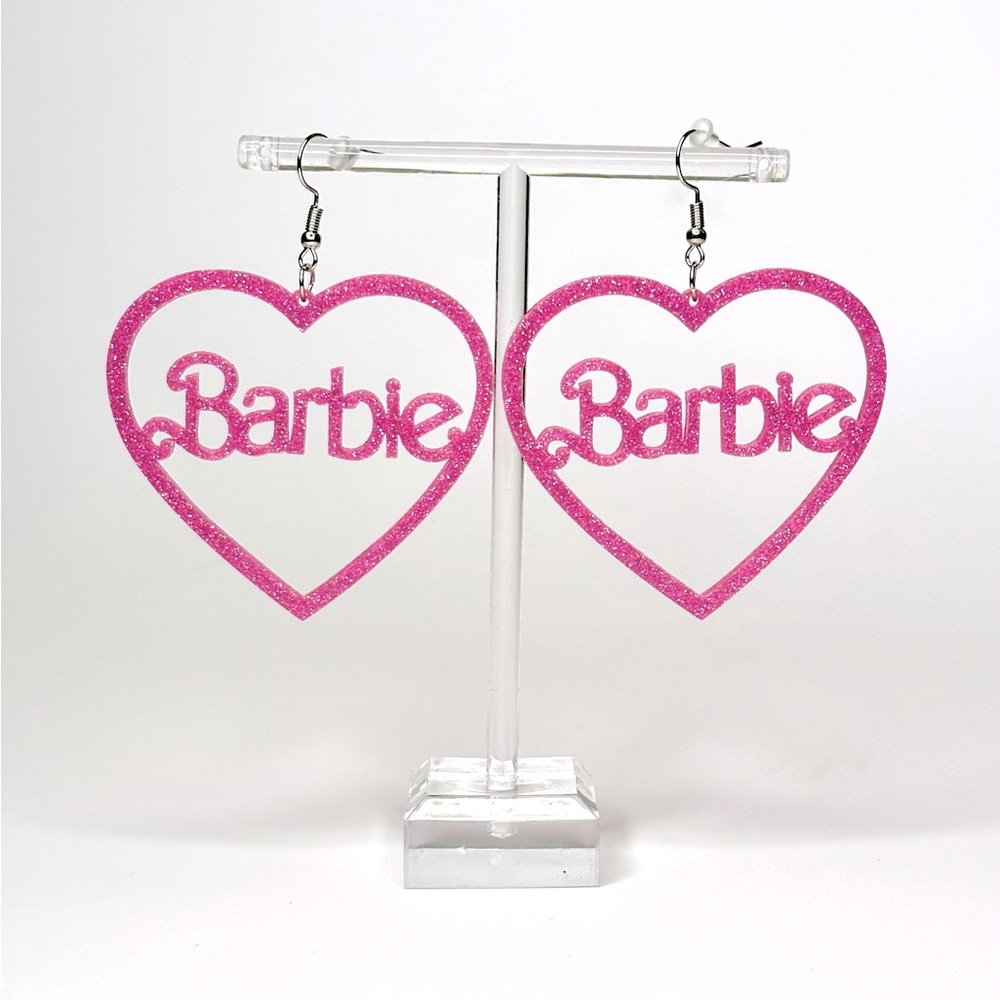 NEW BarbieGirl Pink Glitter Earrings